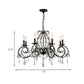 8-Bulb Scrolled Arm Chandelier Black Metal Ceiling Pendant Light with Crystal Draping Clearhalo 'Ceiling Lights' 'Chandeliers' Lighting' options 886593