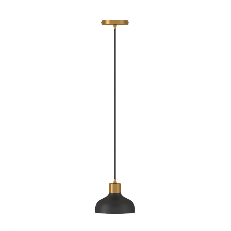 1 Light Bedside Drop Pendant Light Simple Black and Gold Hanging Lamp Kit with Bowl Metal Shade Clearhalo 'Ceiling Lights' 'Modern Pendants' 'Modern' 'Pendant Lights' 'Pendants' Lighting' 886640