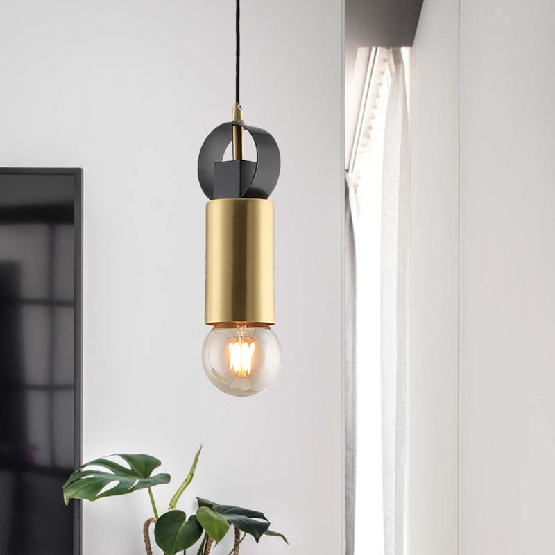 Post Modern Tube Mini Pendulum Light Metallic 1 Bulb Bedroom Suspension Lamp in Brass Finish Brass Clearhalo 'Ceiling Lights' 'Modern Pendants' 'Modern' 'Pendant Lights' 'Pendants' Lighting' 886646