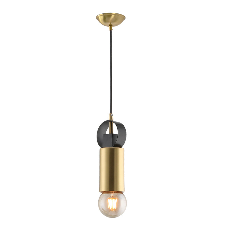 Post Modern Tube Mini Pendulum Light Metallic 1 Bulb Bedroom Suspension Lamp in Brass Finish Clearhalo 'Ceiling Lights' 'Modern Pendants' 'Modern' 'Pendant Lights' 'Pendants' Lighting' 886648