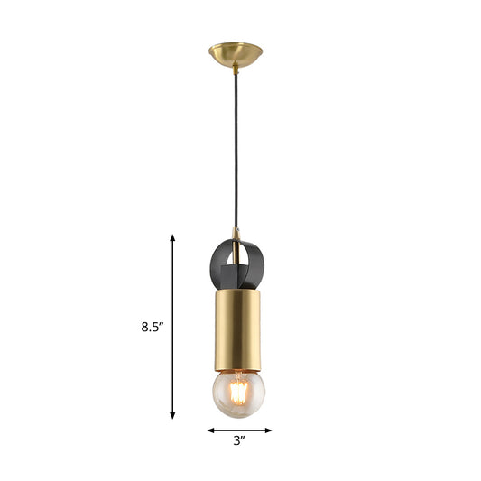 Post Modern Tube Mini Pendulum Light Metallic 1 Bulb Bedroom Suspension Lamp in Brass Finish Clearhalo 'Ceiling Lights' 'Modern Pendants' 'Modern' 'Pendant Lights' 'Pendants' Lighting' 886649