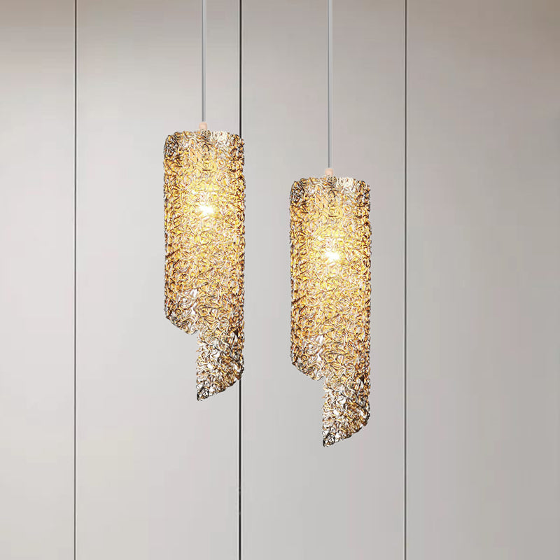 Silver/Brown/Blue Finish Cylinder Hanging Light Contemporary 1-Light Aluminum Wire Pendant Ceiling Lamp Clearhalo 'Ceiling Lights' 'Modern Pendants' 'Modern' 'Pendant Lights' 'Pendants' Lighting' 886658