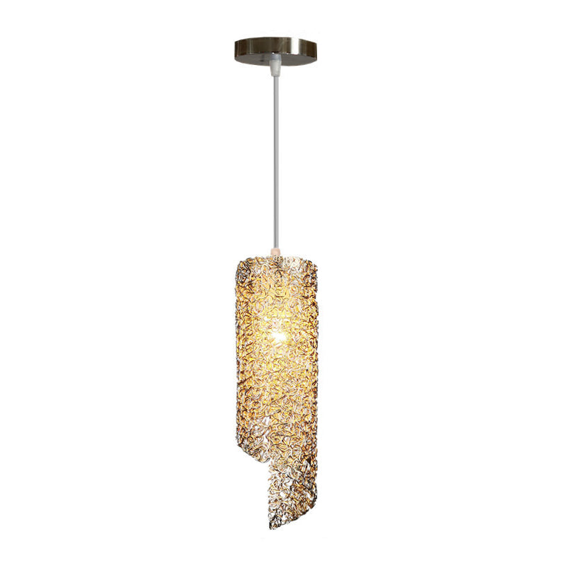 Silver/Brown/Blue Finish Cylinder Hanging Light Contemporary 1-Light Aluminum Wire Pendant Ceiling Lamp Champagne Clearhalo 'Ceiling Lights' 'Modern Pendants' 'Modern' 'Pendant Lights' 'Pendants' Lighting' 886661