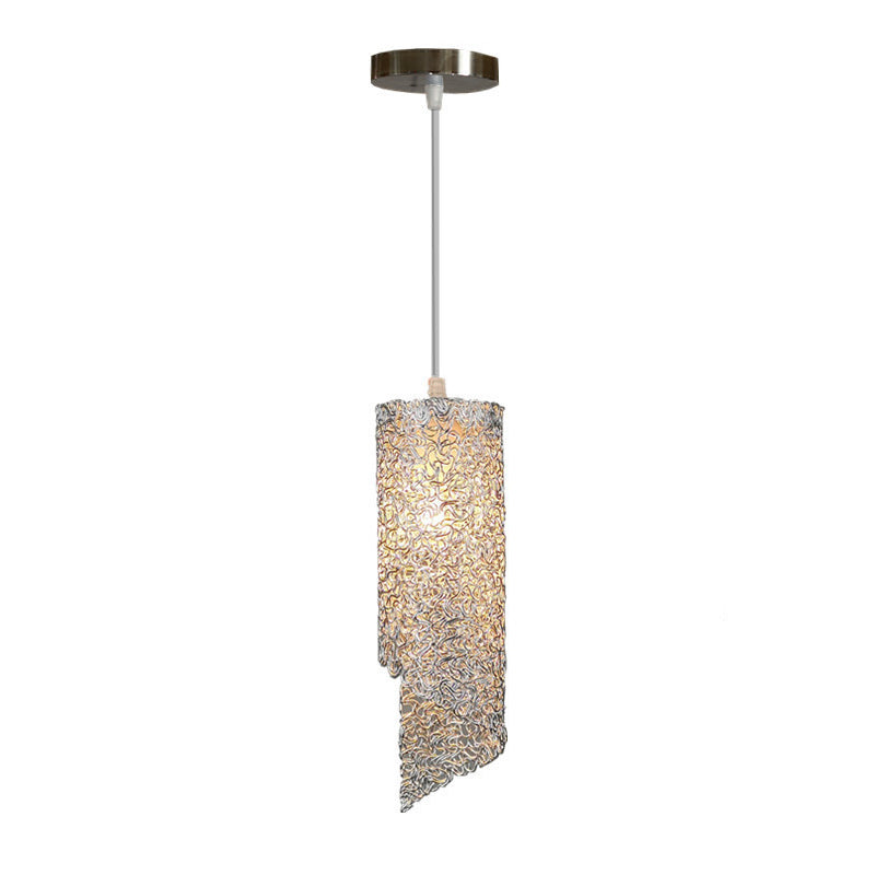 Silver/Brown/Blue Finish Cylinder Hanging Light Contemporary 1-Light Aluminum Wire Pendant Ceiling Lamp Clearhalo 'Ceiling Lights' 'Modern Pendants' 'Modern' 'Pendant Lights' 'Pendants' Lighting' 886669