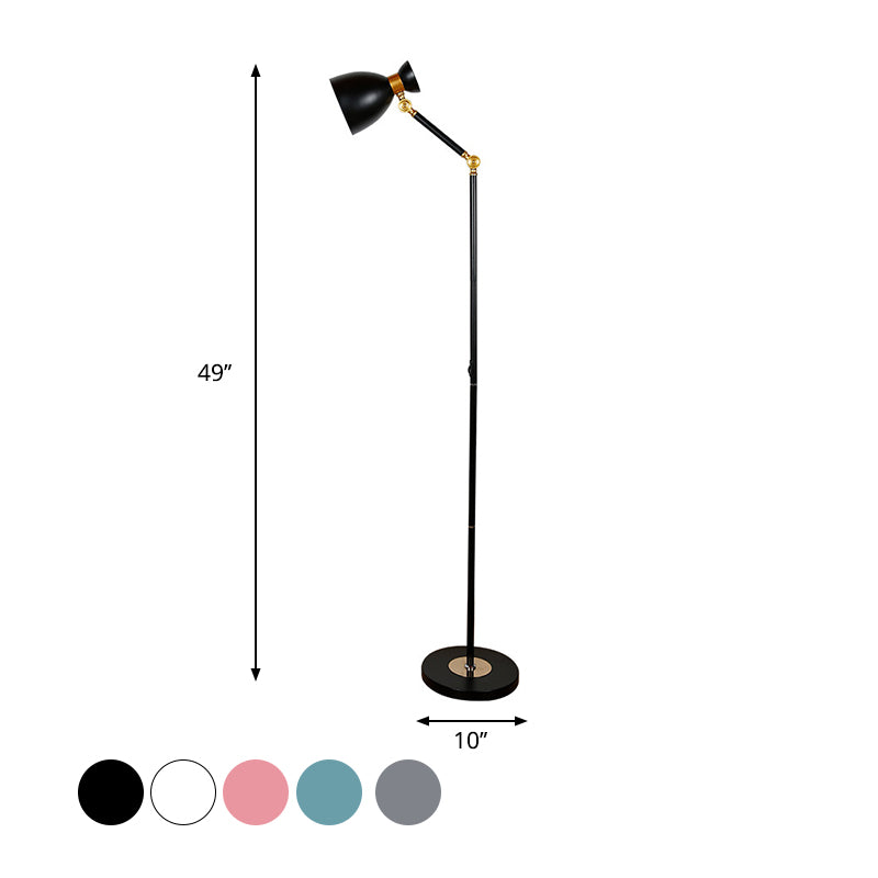 Wide Flare Floor Light Macaron Metallic 1 Light Living Room Standing Lamp in Black/Pink/White with Rotatable Arm Clearhalo 'Floor Lamps' 'Lamps' Lighting' 886702