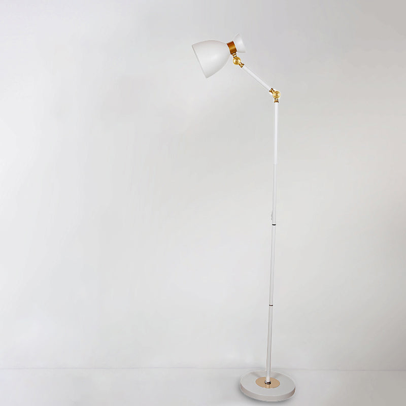 Wide Flare Floor Light Macaron Metallic 1 Light Living Room Standing Lamp in Black/Pink/White with Rotatable Arm Clearhalo 'Floor Lamps' 'Lamps' Lighting' 886705