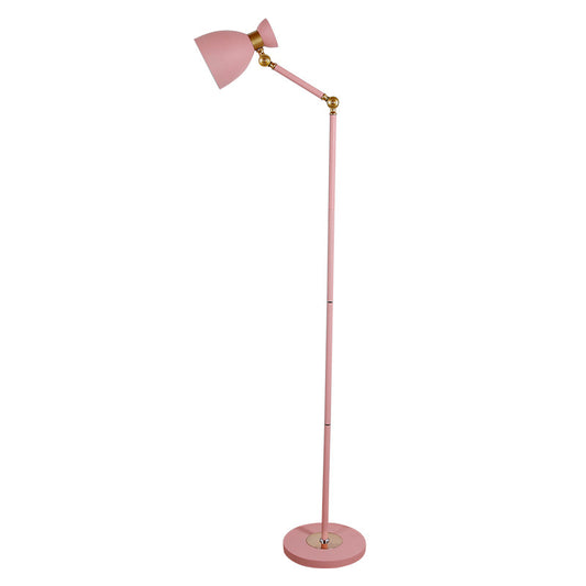 Wide Flare Floor Light Macaron Metallic 1 Light Living Room Standing Lamp in Black/Pink/White with Rotatable Arm Clearhalo 'Floor Lamps' 'Lamps' Lighting' 886709