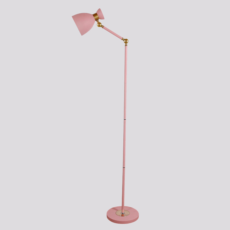 Wide Flare Floor Light Macaron Metallic 1 Light Living Room Standing Lamp in Black/Pink/White with Rotatable Arm Clearhalo 'Floor Lamps' 'Lamps' Lighting' 886710