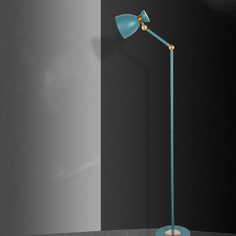 Wide Flare Floor Light Macaron Metallic 1 Light Living Room Standing Lamp in Black/Pink/White with Rotatable Arm Green Clearhalo 'Floor Lamps' 'Lamps' Lighting' 886711