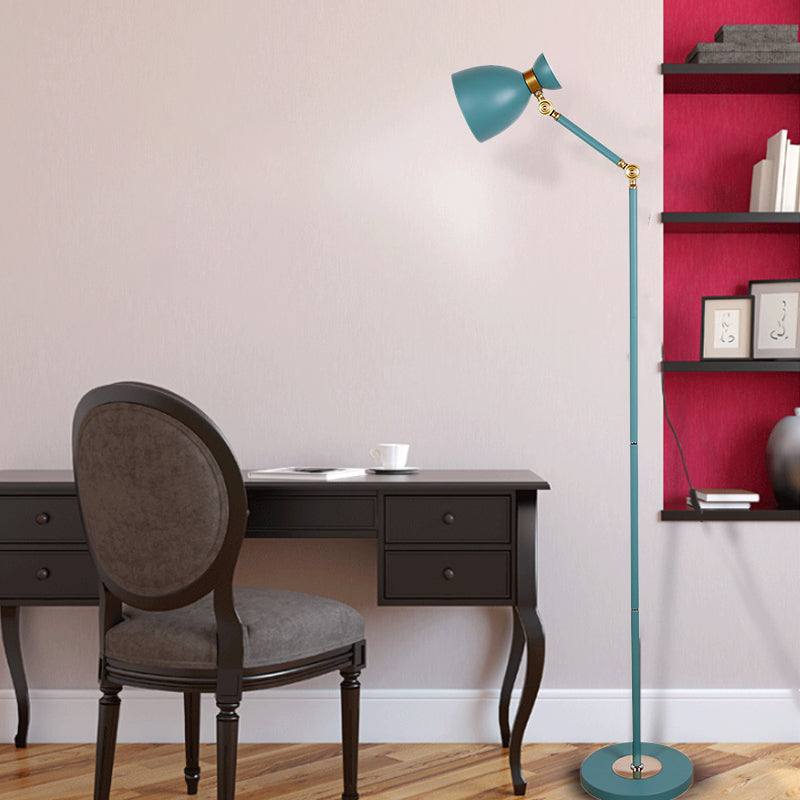 Wide Flare Floor Light Macaron Metallic 1 Light Living Room Standing Lamp in Black/Pink/White with Rotatable Arm Clearhalo 'Floor Lamps' 'Lamps' Lighting' 886712