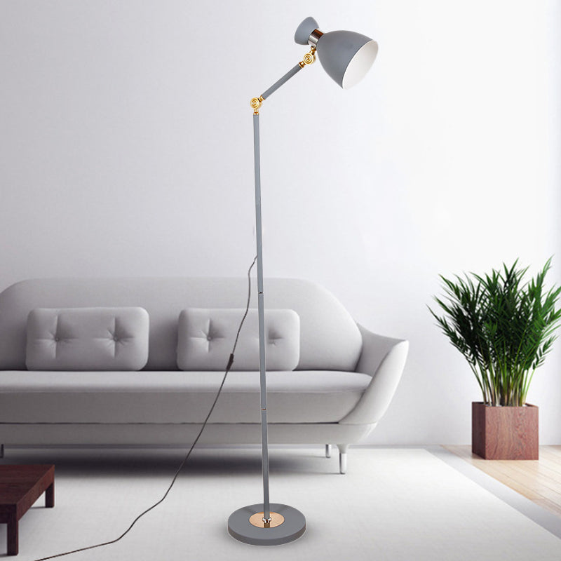 Wide Flare Floor Light Macaron Metallic 1 Light Living Room Standing Lamp in Black/Pink/White with Rotatable Arm Clearhalo 'Floor Lamps' 'Lamps' Lighting' 886716