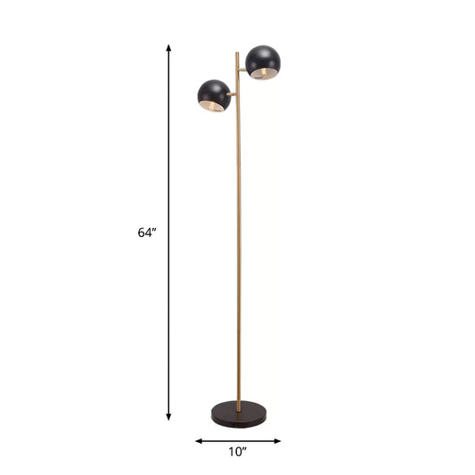 Metallic Globe Shade Floor Lamp Modernist 2-Light Floor Stand Light in Black for Living Room Clearhalo 'Floor Lamps' 'Lamps' Lighting' 886730