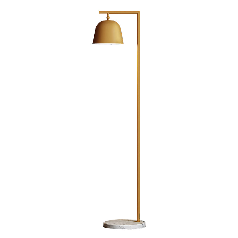 Modern Domed Standing Light Metallic Single Head Bedside Floor Lamp in Black/Gold with Marble Base Clearhalo 'Floor Lamps' 'Lamps' Lighting' 886742