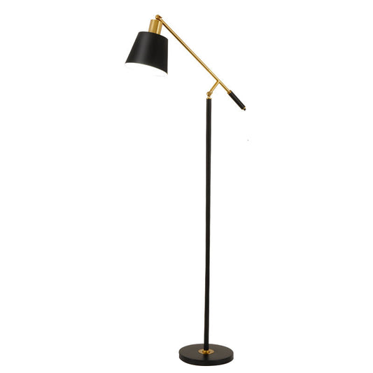 Metal Conic Stand Floor Light Modernism Single Black Finish Floor Reading Lamp with Balance Arm Clearhalo 'Floor Lamps' 'Lamps' Lighting' 886744