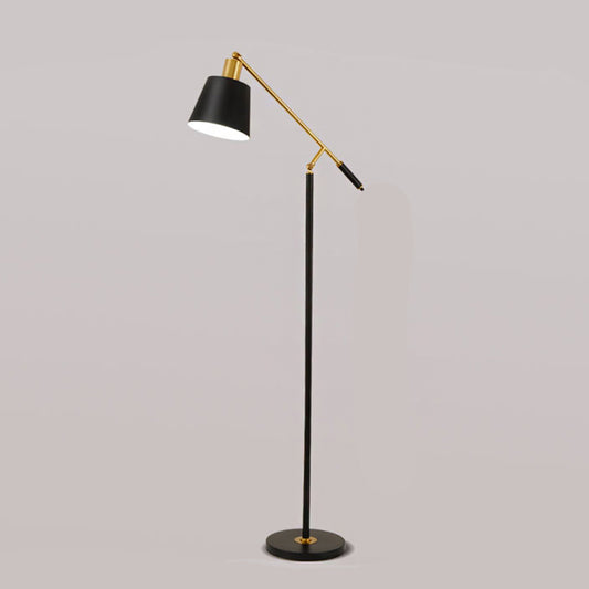 Metal Conic Stand Floor Light Modernism Single Black Finish Floor Reading Lamp with Balance Arm Clearhalo 'Floor Lamps' 'Lamps' Lighting' 886745