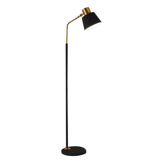 Black Finish Small Barrel Floor Lighting Modernist Single Light Metallic Floor Stand Lamp for Bedroom Clearhalo 'Floor Lamps' 'Lamps' Lighting' 886748