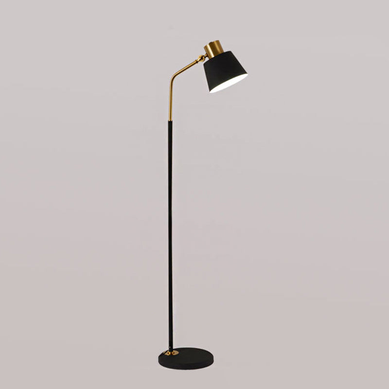 Black Finish Small Barrel Floor Lighting Modernist Single Light Metallic Floor Stand Lamp for Bedroom Clearhalo 'Floor Lamps' 'Lamps' Lighting' 886749