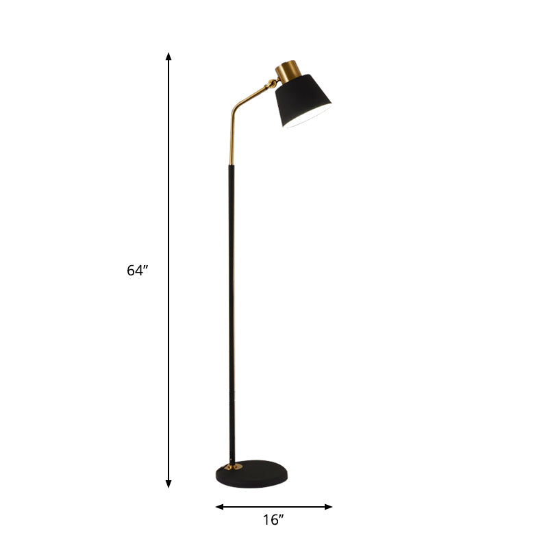 Black Finish Small Barrel Floor Lighting Modernist Single Light Metallic Floor Stand Lamp for Bedroom Clearhalo 'Floor Lamps' 'Lamps' Lighting' 886750