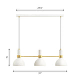 Modern 3 Lights Island Pendant Light with Metal Shade White Finish Domed Down Lighting Clearhalo 'Ceiling Lights' 'Island Lights' Lighting' 886766