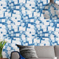 Water-Resistant Overlapped Cube Wallpaper Non-Pasted 3D Print PVC Wall Decor Blue Clearhalo 'Wall Decor' 'Wallpaper' 886916