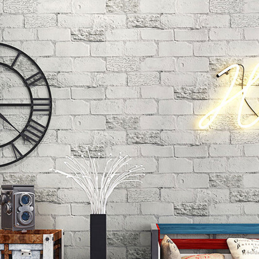 20.5-inch x 31-foot Retro 3D Brick Wallpaper in Distressed Grey Rustic Non-Pasted Wall Decor Clearhalo 'Industrial wall decor' 'Industrial' 'Wallpaper' Wall Decor' 886951