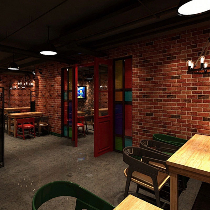 Retro Brick Non-Pasted Wallpaper, 33' x 20.5", Rusty Red Red Clearhalo 'Industrial wall decor' 'Industrial' 'Wallpaper' Wall Decor' 886969