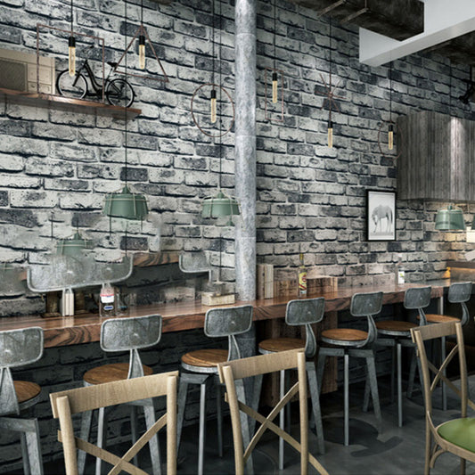 PVC Wallpaper with 3D Distressed Brick, Industrial Grey, 20.5" x 33' Clearhalo 'Industrial wall decor' 'Industrial' 'Wallpaper' Wall Decor' 886987