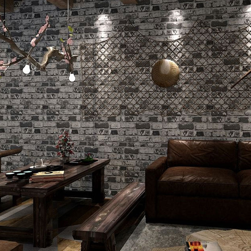 Industrial Brick Effect Wallpaper Vinyl 57.1 sq ft. Loft Non-Pasted Wall Decor Grey Clearhalo 'Country wall decor' 'Rustic' 'Wallpaper' Wall Decor' 886990