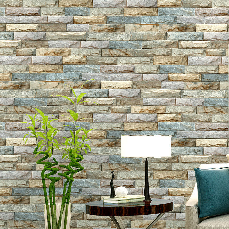 Multi-Colored Non-Woven Brick Wallpaper Decorative 3D Rock Wall Covering, 31'L x 20.5"W Clearhalo 'Industrial wall decor' 'Industrial' 'Wallpaper' Wall Decor' 887002