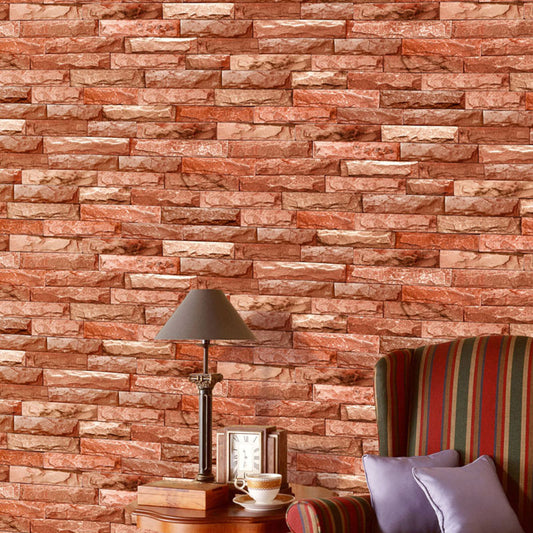 Multi-Colored Non-Woven Brick Wallpaper Decorative 3D Rock Wall Covering, 31'L x 20.5"W Red Clearhalo 'Industrial wall decor' 'Industrial' 'Wallpaper' Wall Decor' 887005