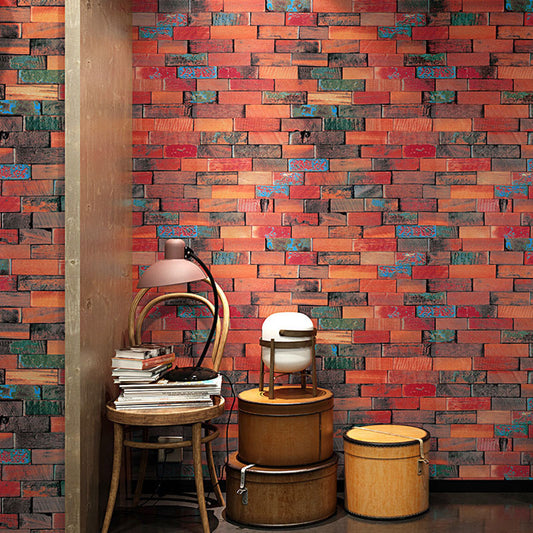 Decorative Brick PVC Wallpaper in Rusty Red Non-Pasted Red Clearhalo 'Industrial wall decor' 'Industrial' 'Wallpaper' Wall Decor' 887019