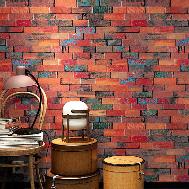 Decorative Brick PVC Wallpaper in Rusty Red Non-Pasted Clearhalo 'Industrial wall decor' 'Industrial' 'Wallpaper' Wall Decor' 887020
