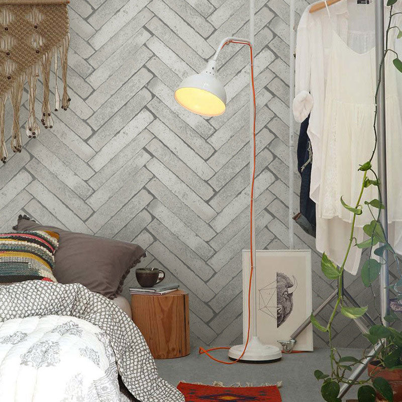 Non-Pasted Wallpaper with Industrial Like Color Brick of Chevron Design, 20.5"W x 31'L Grey Clearhalo 'Industrial wall decor' 'Industrial' 'Wallpaper' Wall Decor' 887037