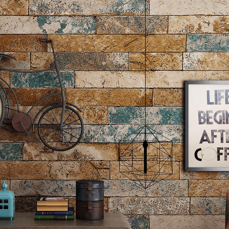 Industrial Brown Plaster Wallpaper 33' x 20.5" Stain-Resistant Brick Wall Covering Clearhalo 'Industrial wall decor' 'Industrial' 'Wallpaper' Wall Decor' 887063