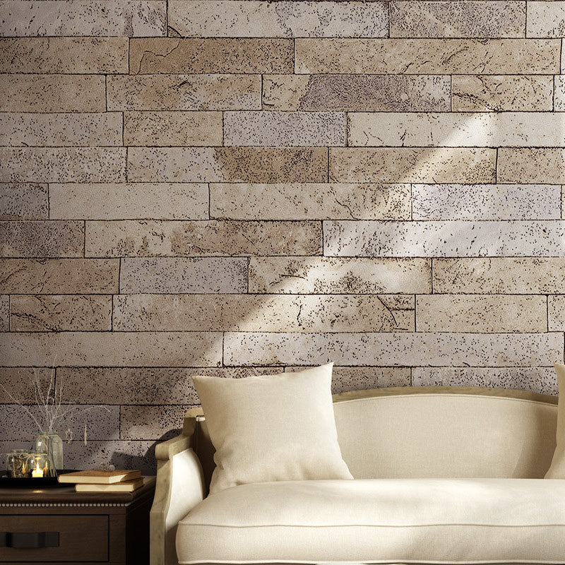 Industrial Brown Plaster Wallpaper 33' x 20.5" Stain-Resistant Brick Wall Covering Light Gray Clearhalo 'Industrial wall decor' 'Industrial' 'Wallpaper' Wall Decor' 887066