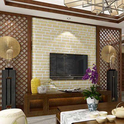 Horizontal Brick Decorative Wallpaper Non-Pasted Fresh Minimalist Wall Decor, 20.5" x 33' Light Yellow Clearhalo 'Industrial wall decor' 'Industrial' 'Wallpaper' Wall Decor' 887073