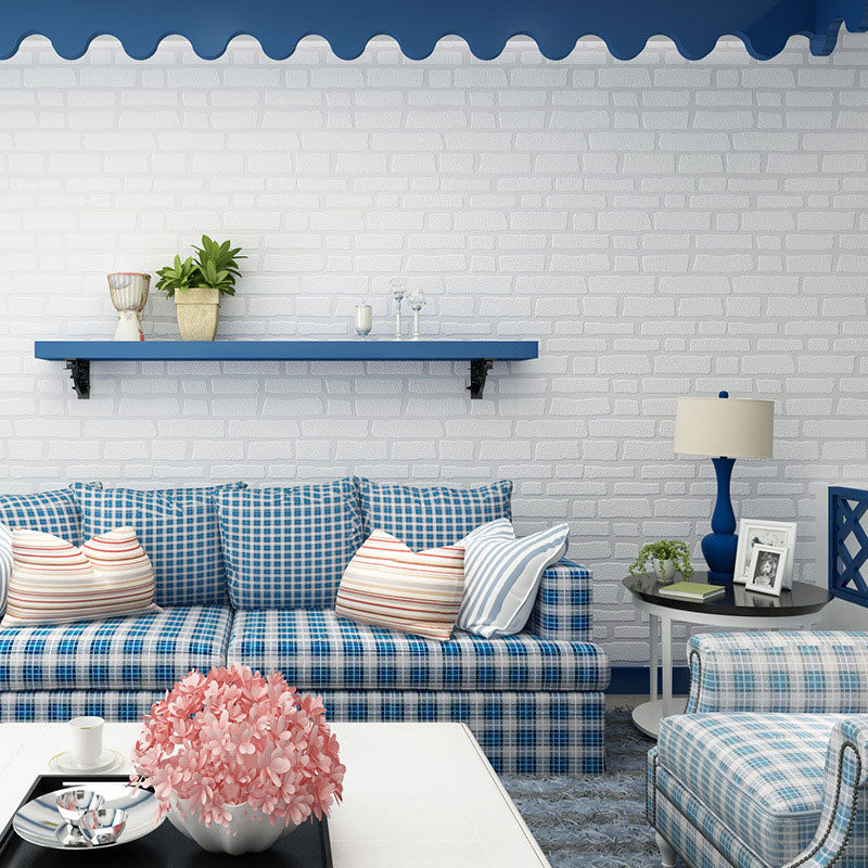 Horizontal Brick Decorative Wallpaper Non-Pasted Fresh Minimalist Wall Decor, 20.5" x 33' White Clearhalo 'Industrial wall decor' 'Industrial' 'Wallpaper' Wall Decor' 887081