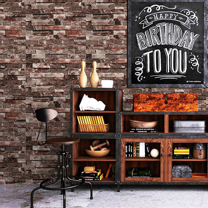 Coffee Shop Wallpaper with Dark Color Brick, 19.5" x 20.5', Easy to Remove Red Clearhalo 'Industrial wall decor' 'Industrial' 'Wallpaper' Wall Decor' 887085