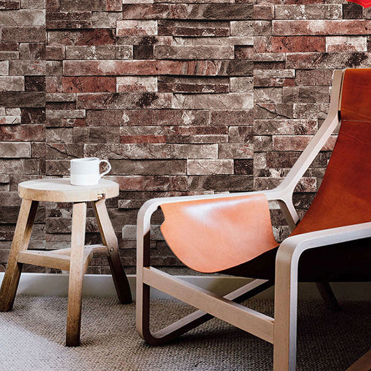 Coffee Shop Wallpaper with Dark Color Brick, 19.5" x 20.5', Easy to Remove Clearhalo 'Industrial wall decor' 'Industrial' 'Wallpaper' Wall Decor' 887087