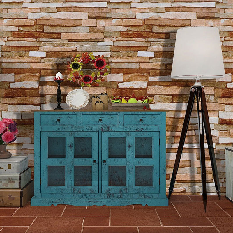 Nostalgic Wallpaper Roll with Brickwork Design in Orange and Red, 17.5" x 19.5', Self-Adhesive Clearhalo 'Industrial wall decor' 'Industrial' 'Wallpaper' Wall Decor' 887109