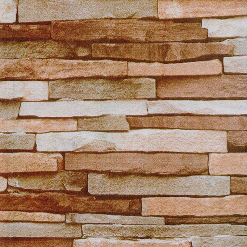 Nostalgic Wallpaper Roll with Brickwork Design in Orange and Red, 17.5" x 19.5', Self-Adhesive Clearhalo 'Industrial wall decor' 'Industrial' 'Wallpaper' Wall Decor' 887112