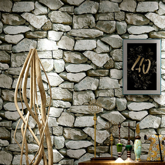 Cobblestone and Rock PVC Wallpaper Water-Resistant Non-Pasted Industrial Wall Covering Clearhalo 'Industrial wall decor' 'Industrial' 'Wallpaper' Wall Decor' 887128