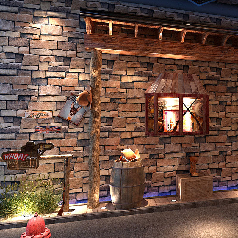 Non-Pasted Wallpaper with Multi-Colored 3D Print Horizontal Brick, 33' x 20.5" Tan Clearhalo 'Industrial wall decor' 'Industrial' 'Wallpaper' Wall Decor' 887135