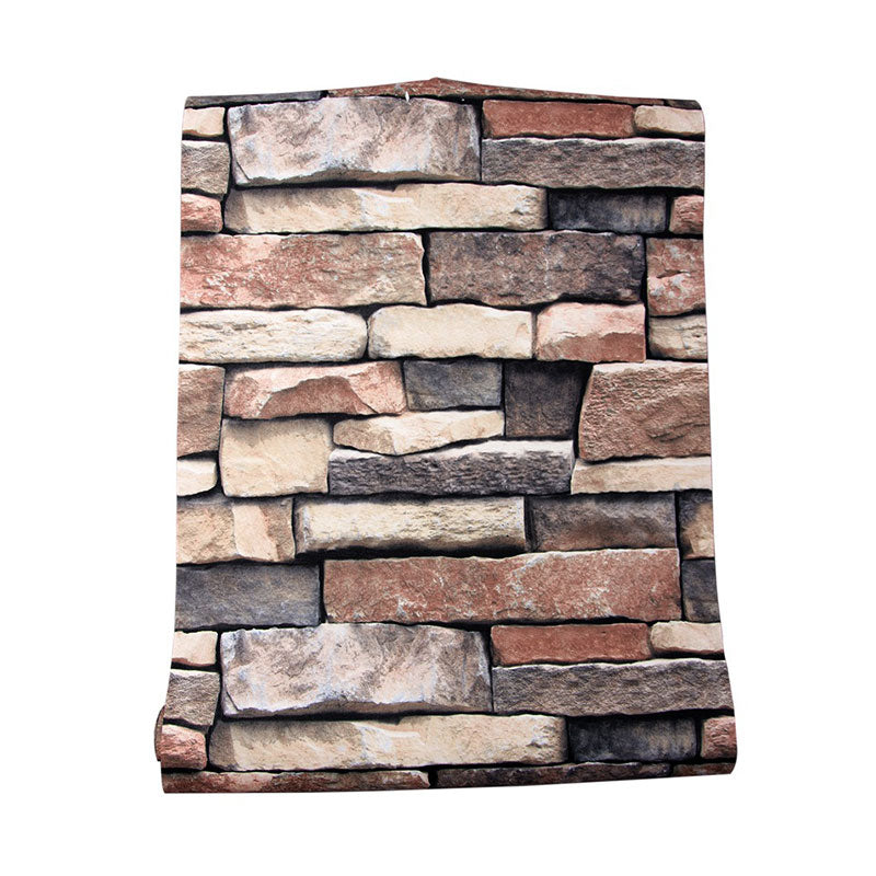 Non-Pasted Wallpaper with Multi-Colored 3D Print Horizontal Brick, 33' x 20.5" Clearhalo 'Industrial wall decor' 'Industrial' 'Wallpaper' Wall Decor' 887137