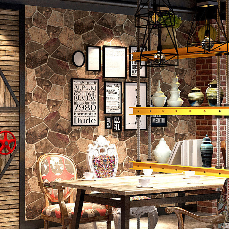 Multi-Colored Retro Stone Wallpaper Non-Pasted Wall Covering 20.5" x 33' Clearhalo 'Industrial wall decor' 'Industrial' 'Wallpaper' Wall Decor' 887160