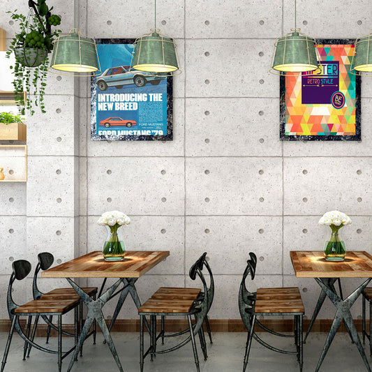 Restaurant Wallpaper with Industrial Grey 3D Stone and Dots, 31'L x 20.5"W, Non-Pasted Gray-White Clearhalo 'Industrial wall decor' 'Industrial' 'Wallpaper' Wall Decor' 887172