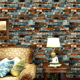 Retro Unique Brick Wallpaper PVC 20.5"W x 31'L Non-Pasted Wall Decor Orange-Gray