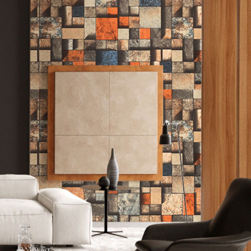 Stain-Resistant Stacked Stone Wallpaper Non-Pasted PVC Wall Covering in Multi-Colored Orange-Yellow Clearhalo 'Industrial wall decor' 'Industrial' 'Wallpaper' Wall Decor' 887204