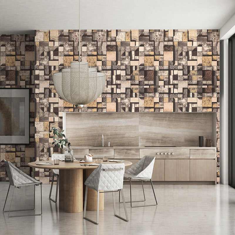 Stain-Resistant Stacked Stone Wallpaper Non-Pasted PVC Wall Covering in Multi-Colored Ginger Clearhalo 'Industrial wall decor' 'Industrial' 'Wallpaper' Wall Decor' 887211