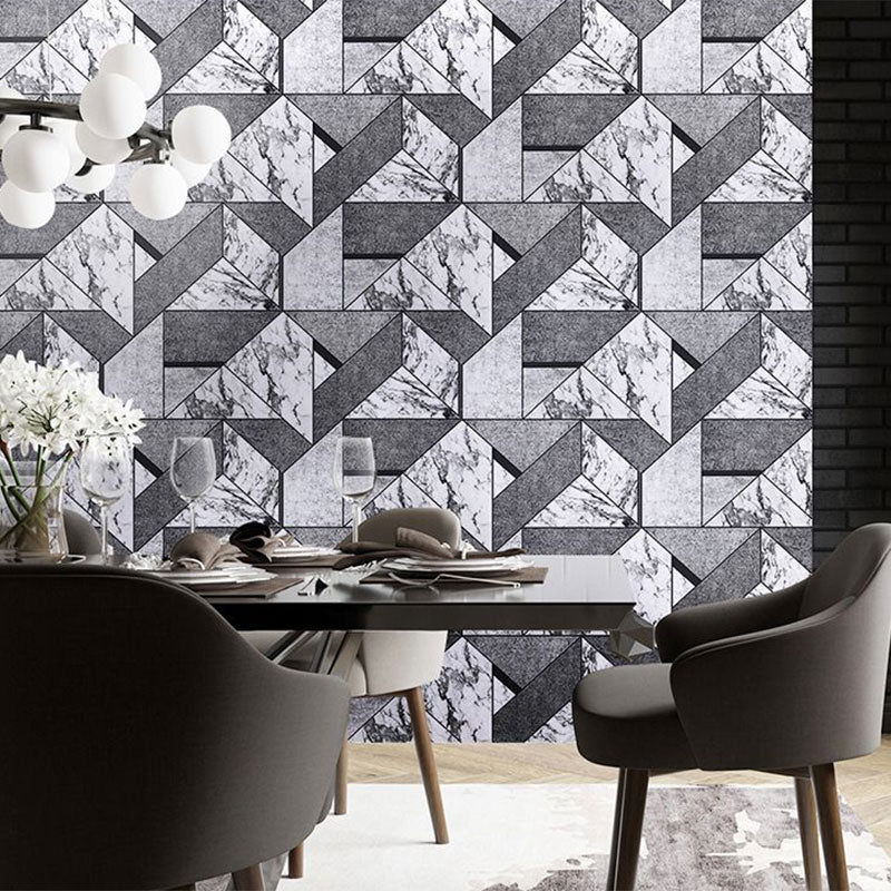 Non-Pasted Wallpaper with Light Color Geometries and Marble Design, 20.5"W x 33'L Clearhalo 'Modern wall decor' 'Modern' 'Wallpaper' Wall Decor' 887215